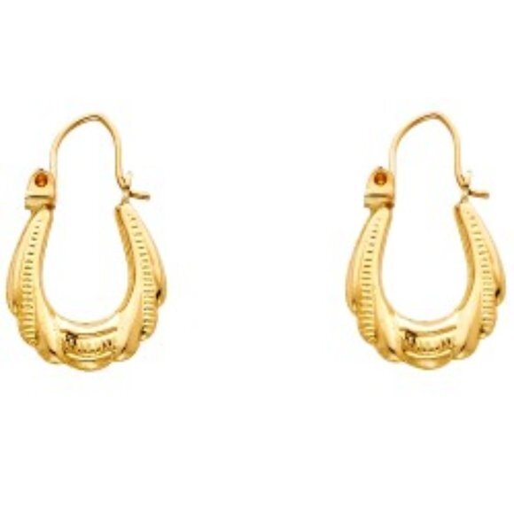 14K yellow gold Fancy Hollow Hoop Earrings